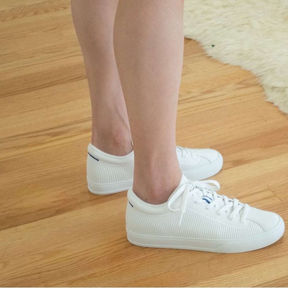 Rothy’s “The Lace Up” Low Top Sneaker Bright White — MACHINE WASHABLE
